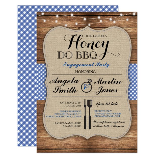 Honey Do BBQ Engagement Party Shower I Invitation
