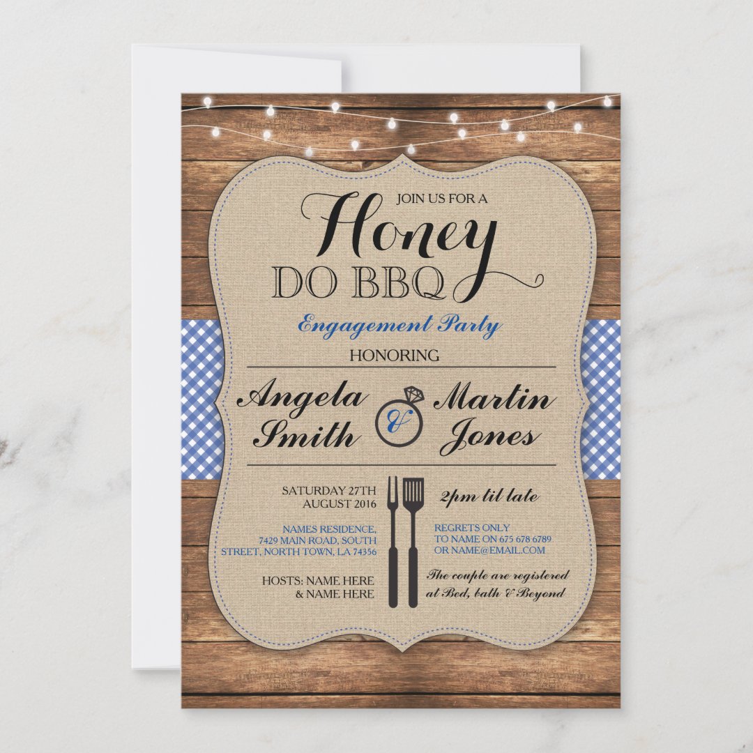 Honey Do BBQ Engagement Party Shower I Invitation Zazzle