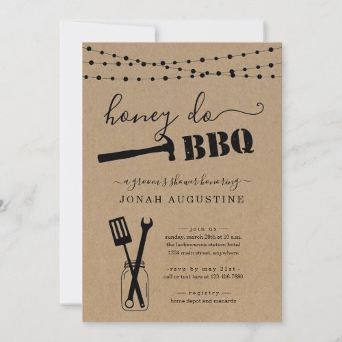 Honey Do BBQ Grooms Shower Invitation