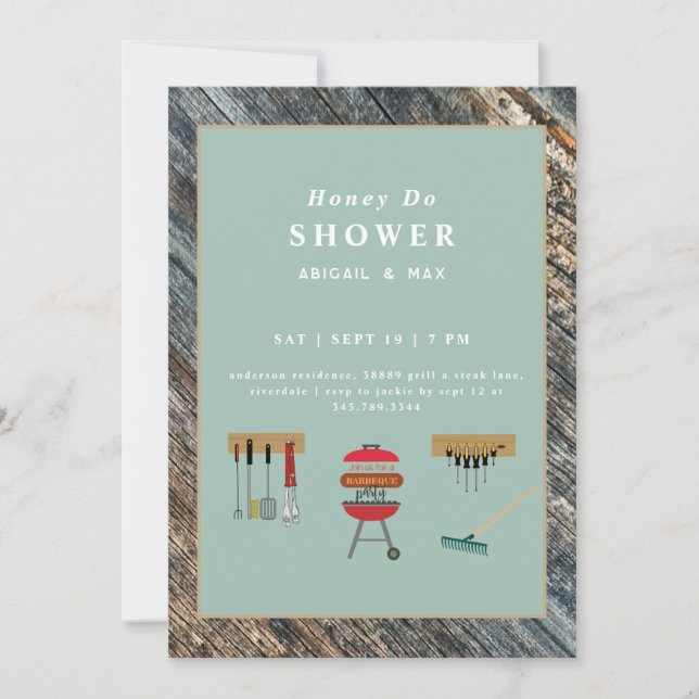 Honey Do BBQ Sage Couples Wedding Shower Invitation (Front)