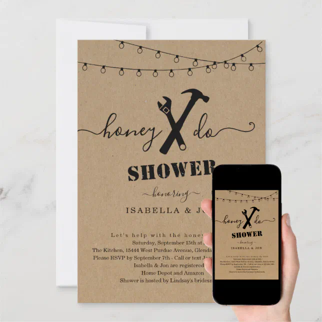 Honey Do Couples Shower or Groom Shower Invitation Zazzle