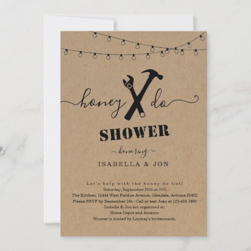 Honey Do Couples Shower or Groom Shower Invitation