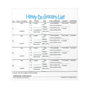 Honey Do Grocery List Notepad