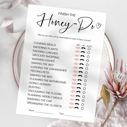 Honey Do List Bridal Shower Game Invitation