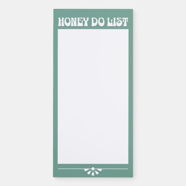 Honey Do List Cute Couples Magnetic Notepad Green (Front)