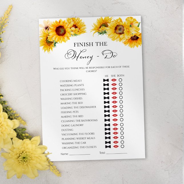 Honey Do List Fall Floral Bridal Shower Game Card (Creator Uploaded)