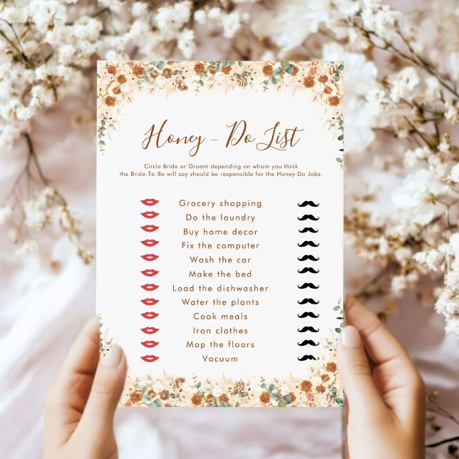Honey Do List Game | Boho Terracotta Floral Bridal (Creator Uploaded)