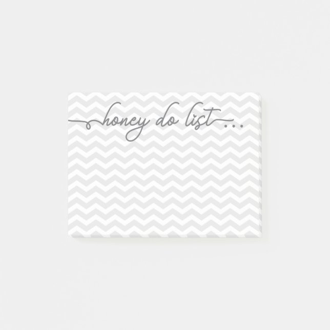 Honey Do List Notepad, Gray, Chevron Post-it Notes (Front)