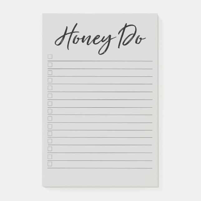 Honey Do List with Checkboxes Grey Notepad (Front)