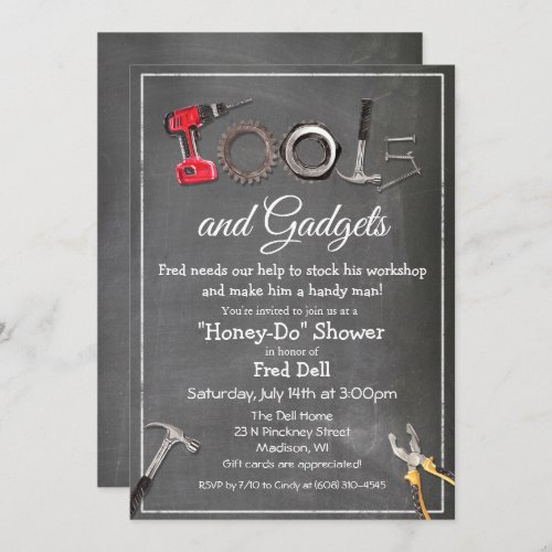 Honey Do Tools  Gadgets Shower Male Invitation