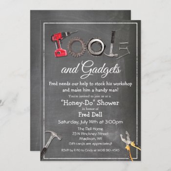 Honey Do Tools & Gadgets Shower Male Invitation by PaperandPomp at Zazzle