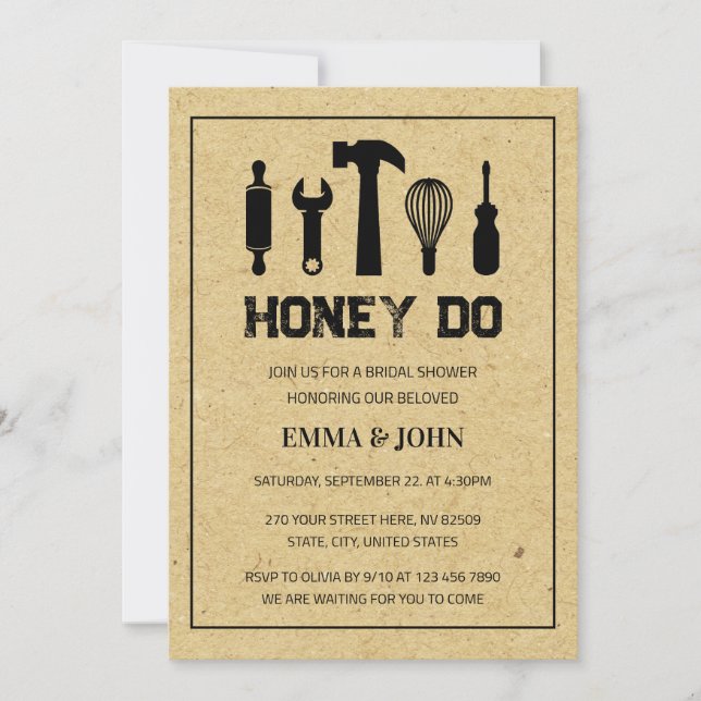 Honey Do Wedding Bridal Shower Invitation (Front)