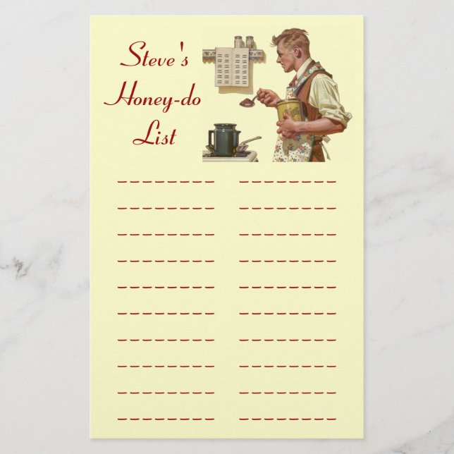 Honey-dos List chore Lists Project Plan Stationery (Front)