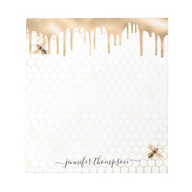 Honey Drip Bee Personalized Notepad (Front)