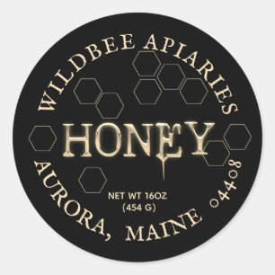 Honey Drip Black and Metallic Label with Honeycomb