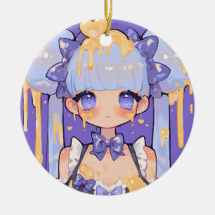 Honey Drip Kawaii Chibi Girl Ceramic Ornament