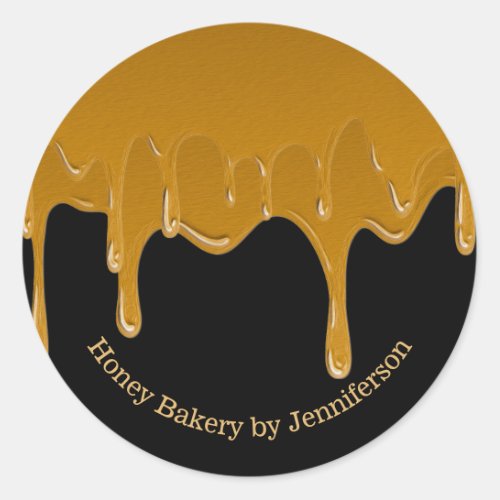 Honey Drip Sweets Bakery Gold Black Jar Classic Round Sticker