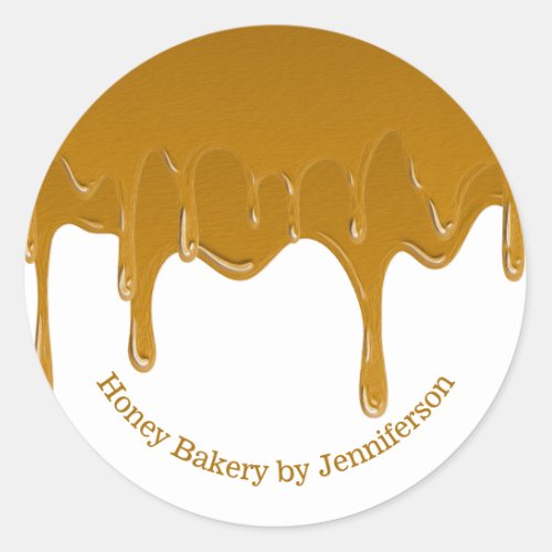 Honey Drip Sweets Bakery Gold Elegant Jar Classic Round Sticker