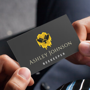 Honey Dripping Bee Beekeeper Honeycomb Elegant Business Card