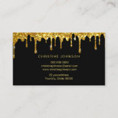 honey drips faux gold glitter bee business card (Back)