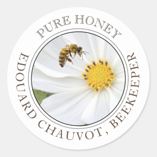 Honey Editable Cosmos Flower Bee Honey Jar Label