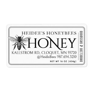 Honey Editable Label Vintage Queen Bee Border