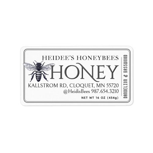 Honey Editable Label Vintage Queen Bee Border