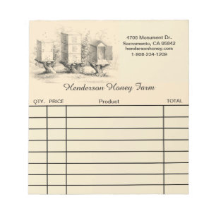 Honey Farm Vintage Look Custom sales receipt Notepad
