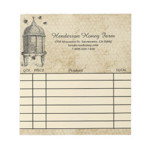 Honey Farm Vintage Look Custom sales receipt Notepad