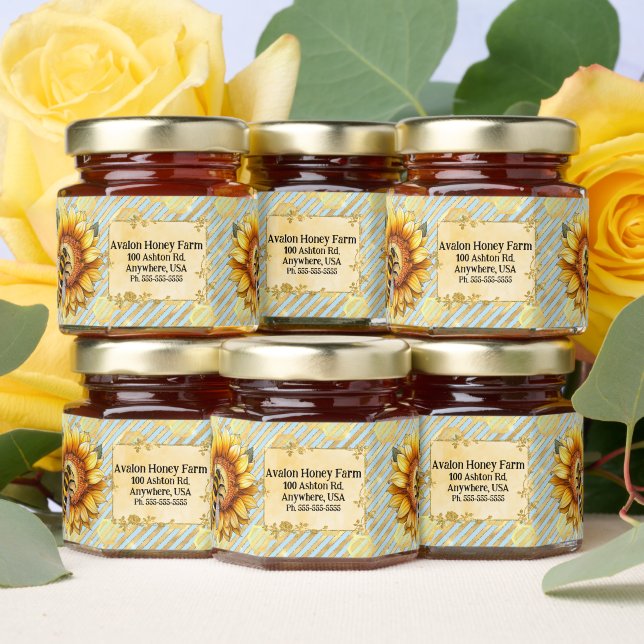 Honey Farmer Bee In A Sunflower  Honey Jar Favors (Insitu)