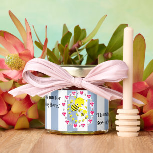 Honey Favor Thank you for beeing here Blue Stripe Jar Favors