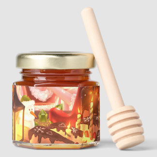Honey Favors Tasty Colorful Design Christmas Mood Honey Jar Favors