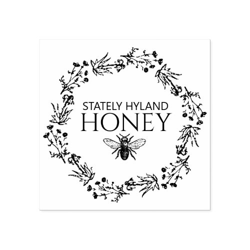 Honey Floral Wreath Hexagon Vintage Bee Stamp