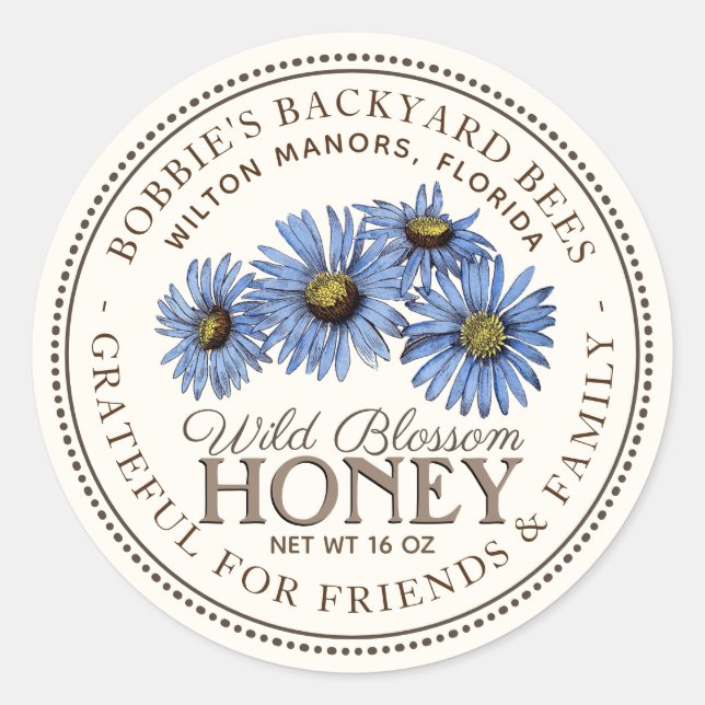 Honey for Friends Wildflower Grateful Label (Front)
