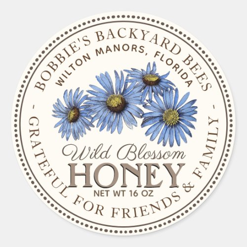 Honey for Friends Wildflower Grateful Label