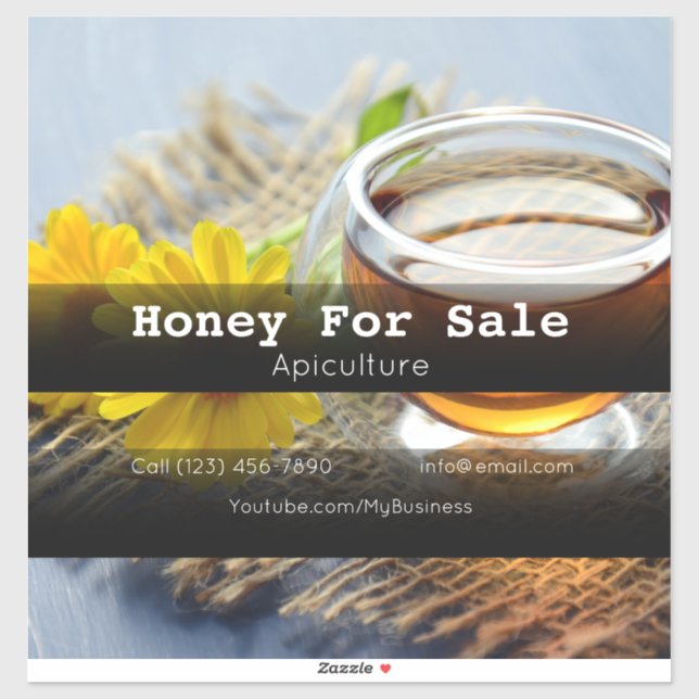 Honey for Sale Apiculture Custom-Cut Vinyl Sticker (Sheet)