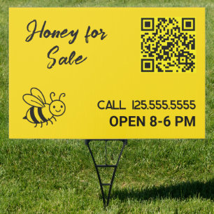 🌻 Honey For Sale Business Custom QR Sign