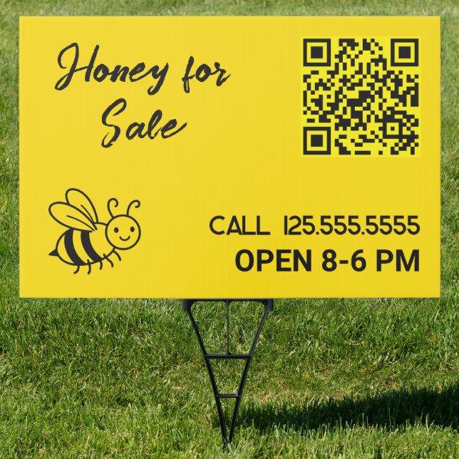 🌻 Honey For Sale Business Custom QR Sign (Insitu)