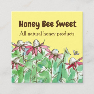 Honey For Sale Honeybee Beekeeper Flowers Square Business Card