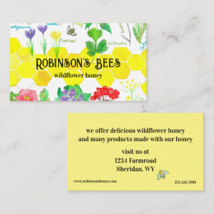 Honey For Sale Honeycomb Flowers For Bees  Business Card