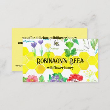 Honey For Sale Honeycomb Flowers For Bees  Business Card by CountryGarden at Zazzle