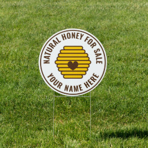 Honey for sale yard sign for beekeeper apiary