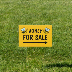 Honey for sale yard sign for beekeeping business