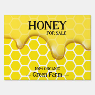 HONEY for sale yard sign with honeycombs