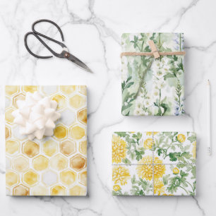 Honey Garden Flowers Christmas  Wrapping Paper Sheets