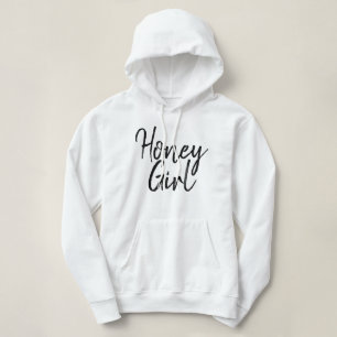 Honey Girl Typography Black & White Girly Womens  Hoodie