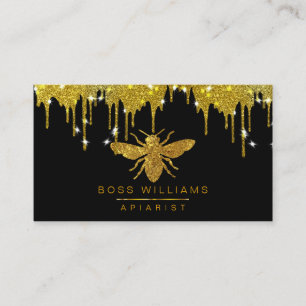 Honey Gold Drips Faux Honey Bee Glitter   Business Card