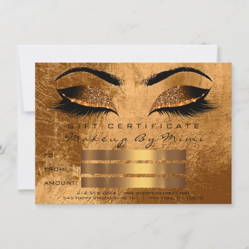 Honey Gold Lashes Makeup Artist Certificate Gift