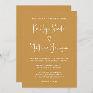 Honey Gold QR Code All In One Modern Wedding Invitation