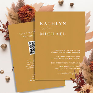 Honey Gold QR Code All In One Modern Wedding Invitation